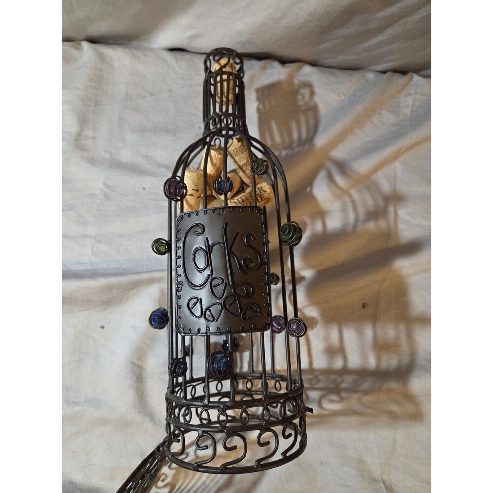 Metal Wire Cage Wine Bottle Cork Holder